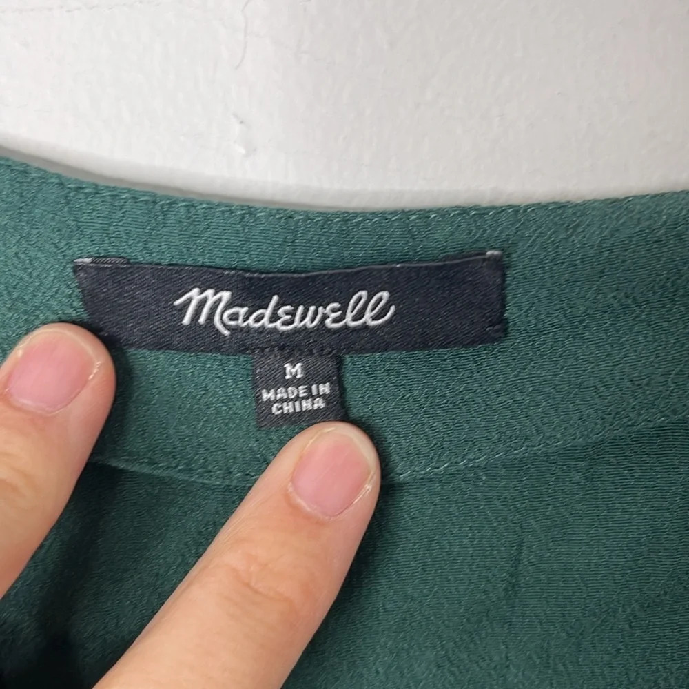 Madewell Green V-neck Novel Tunic Shift Mini Dress - Picture 3 of 8